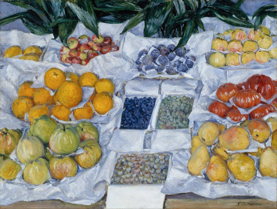 Frukter presentert på et stativ - Gustave Caillebotte
