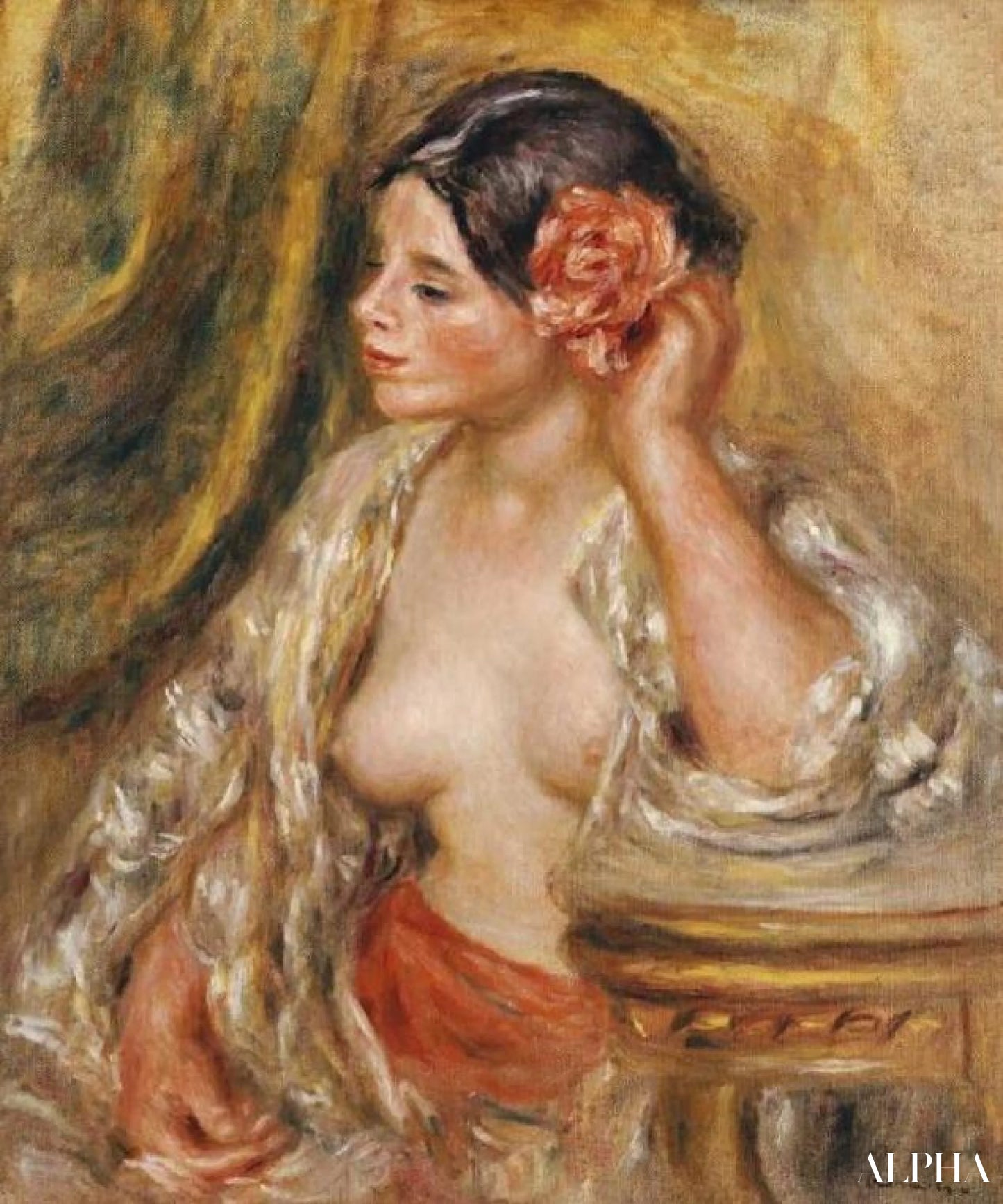 Gabrielle med en rose i håret - Pierre-Auguste Renoir - Høykvalitets reproduksjoner av malerier og bilder