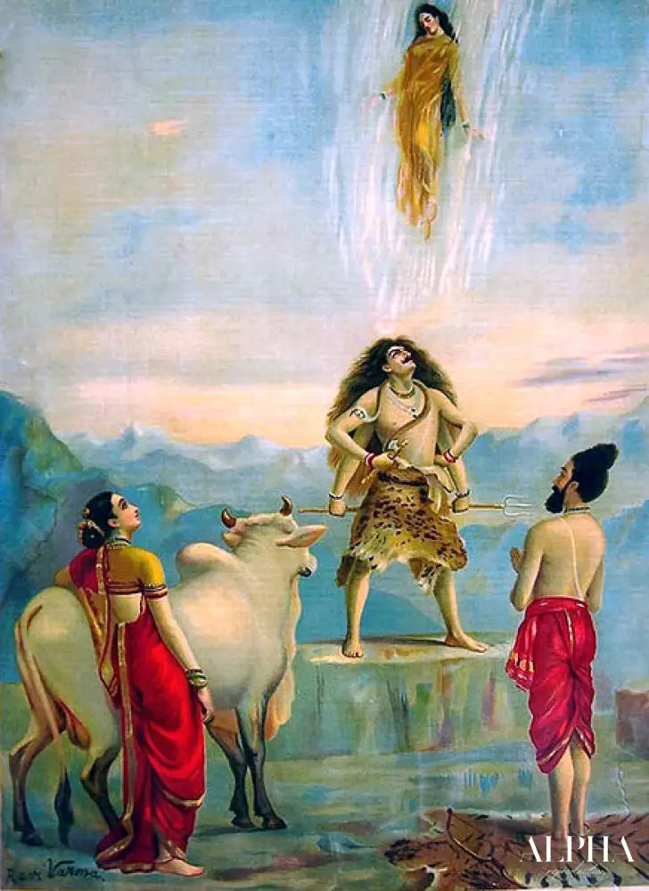 Ganga Avataran or Descent of Ganga - Raja Ravi Varma - Reproductions de tableaux et peintures haut de gamme