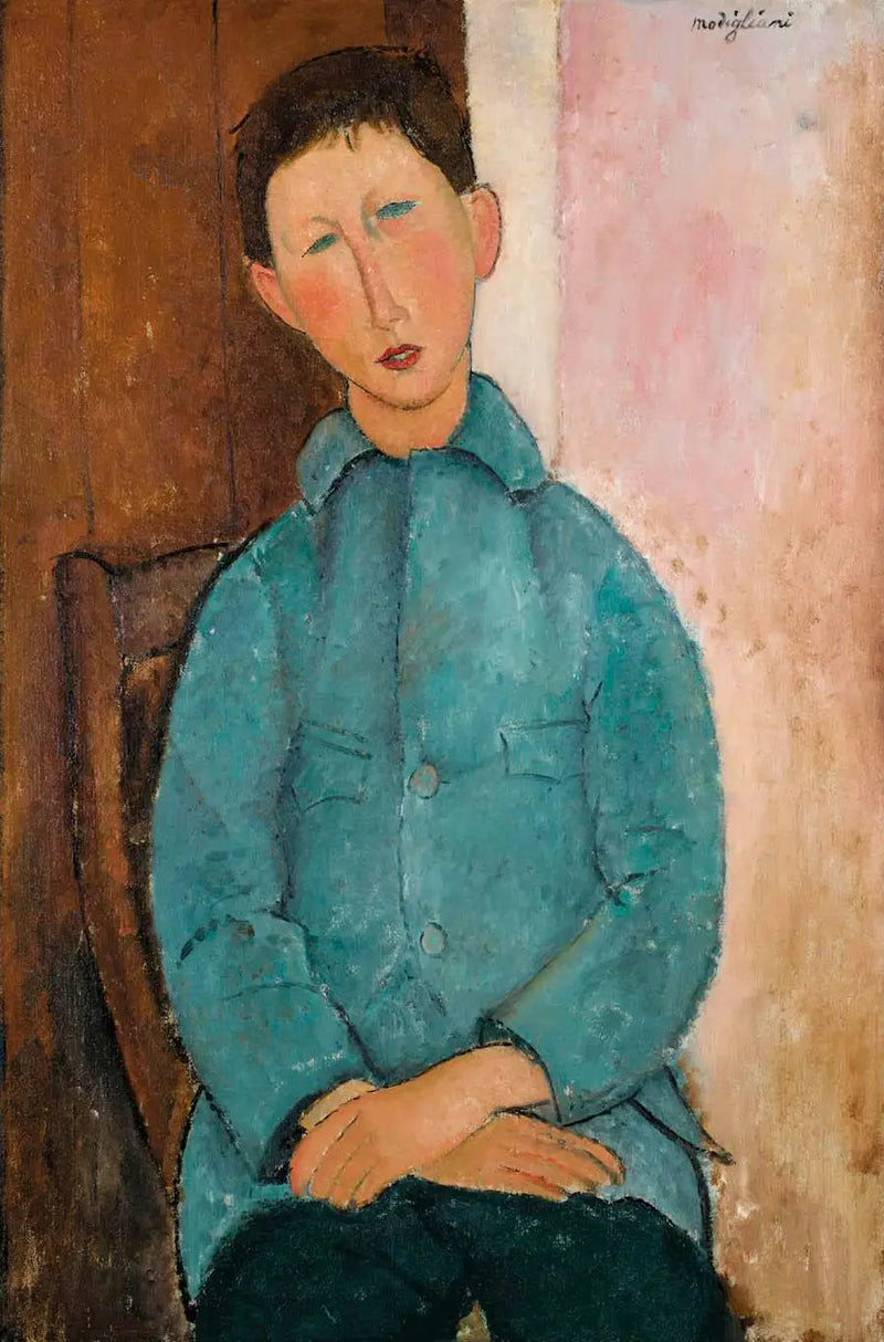 Gutt med Blå Jakke - Amedeo Modigliani
