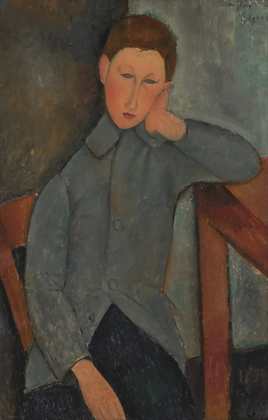 Gutt med Blå Jakke - Amedeo Modigliani