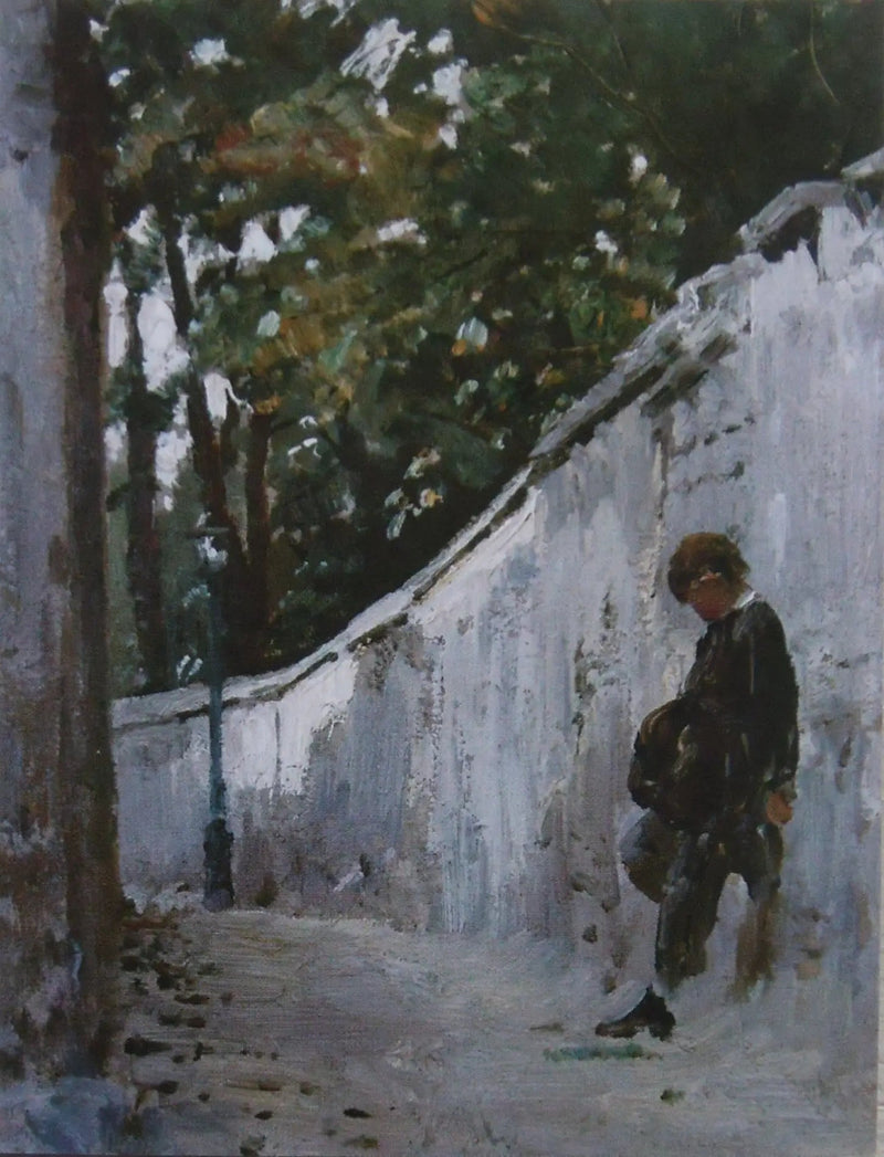 Gutt på veggen i hagen. Montmartre - Ilya Repin