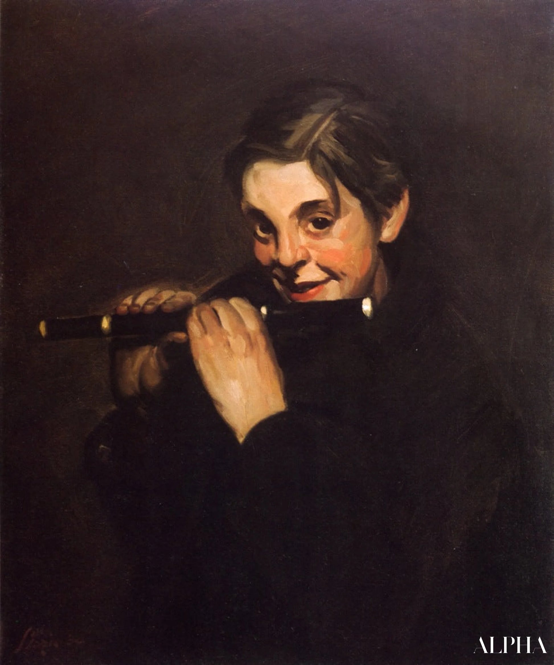 Gutt med Piccolo - John Sloan - Høykvalitets reproduksjoner av malerier og bilder