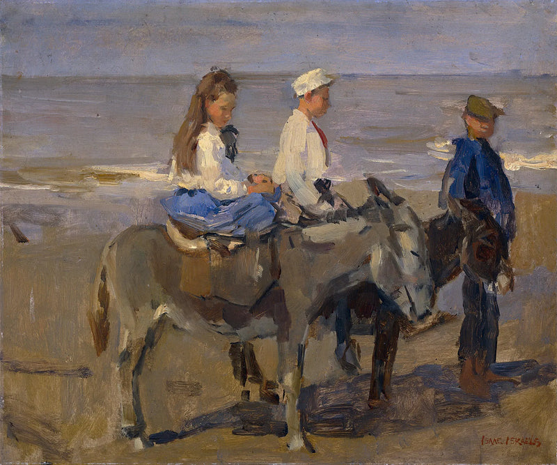 Gutt og jente på esler - Isaac Israëls