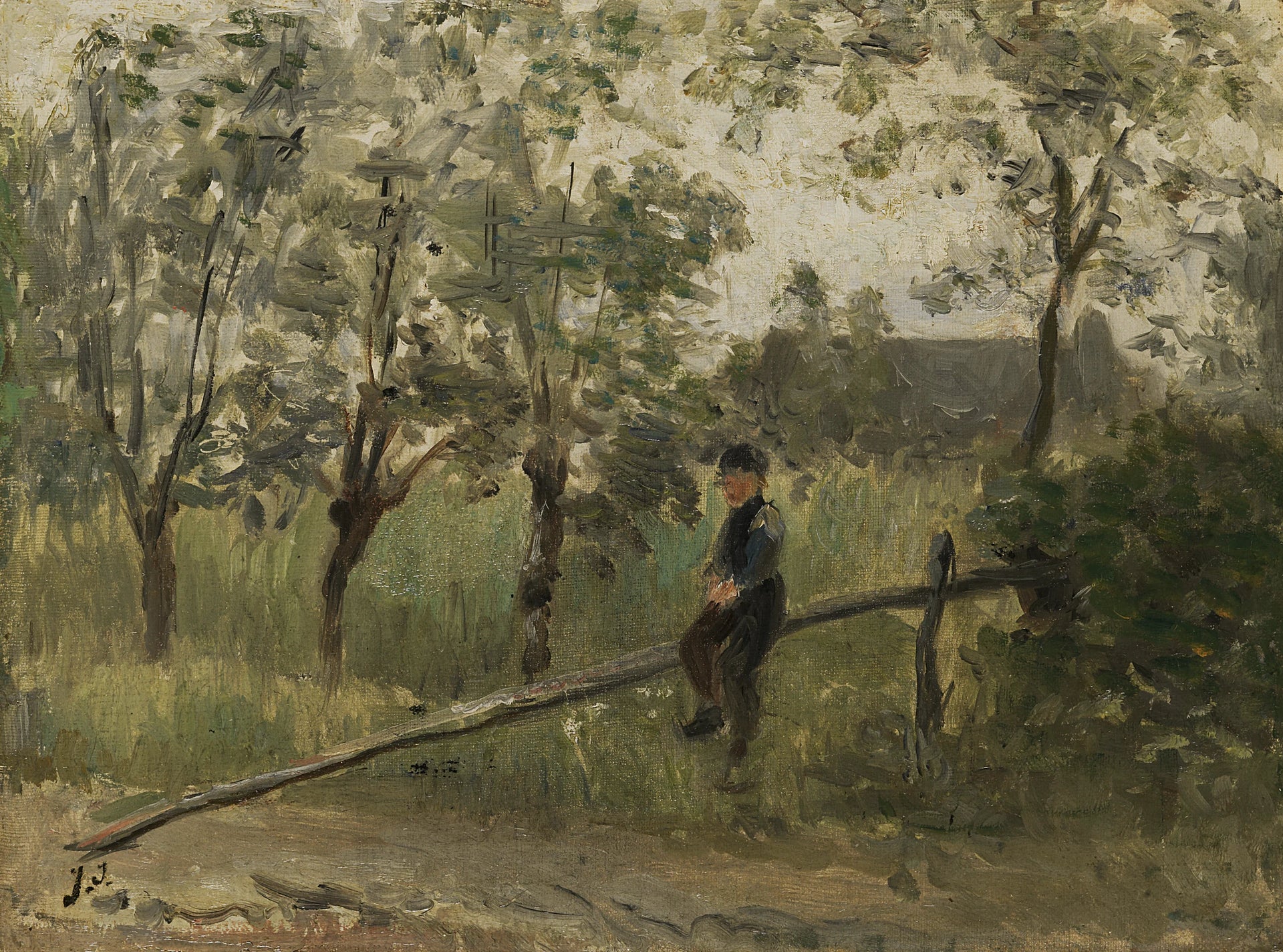Garçon de ferme sur une barrière - Jozef Israëls