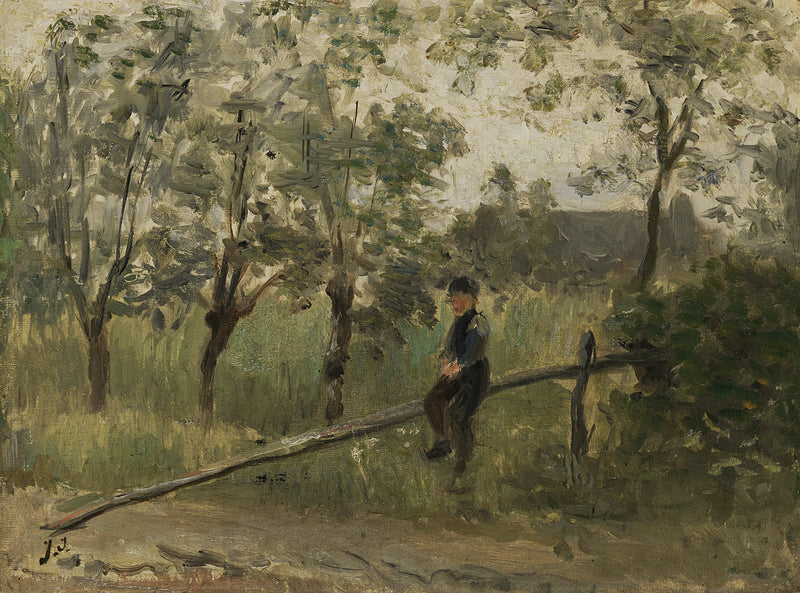 Garçon de ferme sur une barrière - Jozef Israëls