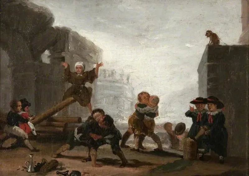 Gutter som leker på husken - Francisco de Goya