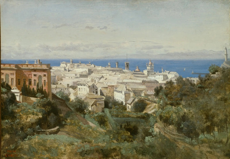 Génova, utsikt over promenade Acqua Sola - Jean-Baptiste Camille Corot