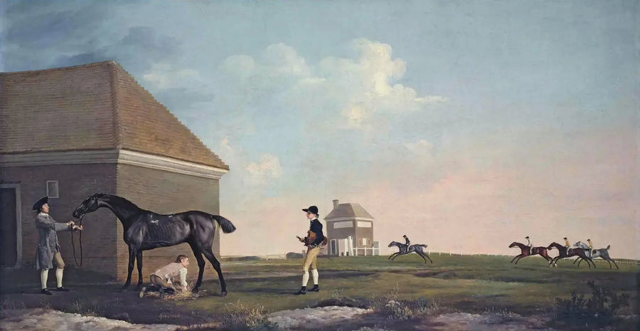 Gimcrack på Newmarket Heath, med en trener, en hovslager og en jockey - George Stubbs

Source:
Gimcrack sur Newmarket Heath, avec un entraîneur, un palefrenier et un jockey - George Stubbs