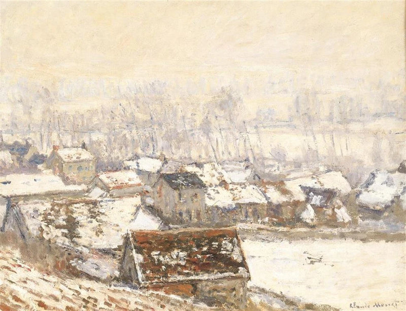 Landsbyen Giverny under snøen W1055 - Claude Monet