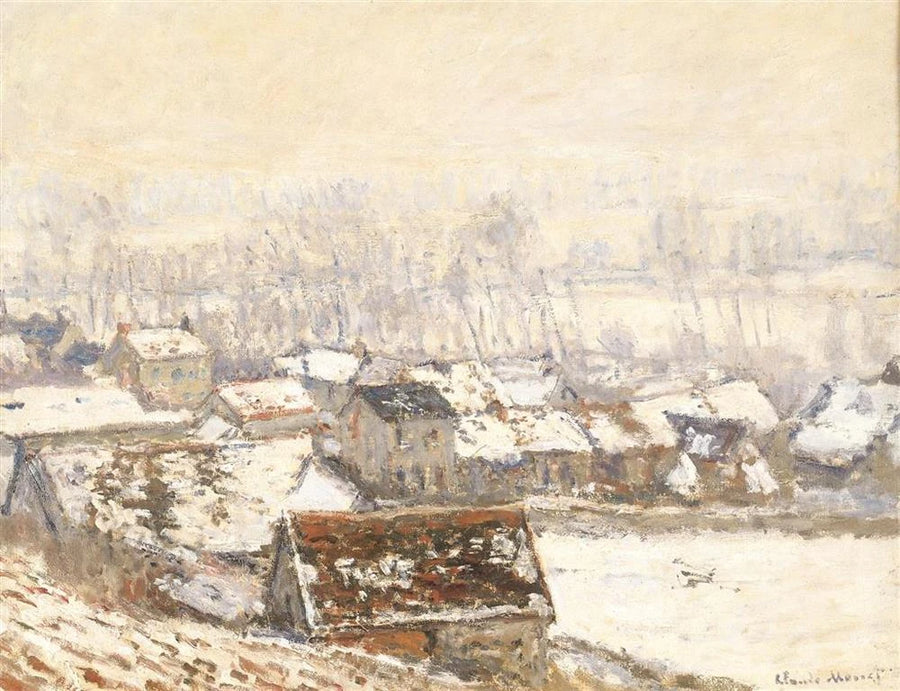 Landsbyen Giverny under snøen W1055 - Claude Monet