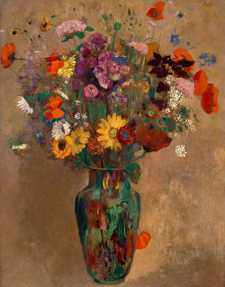 Stor blomsterbukett fra marken - Odilon Redon