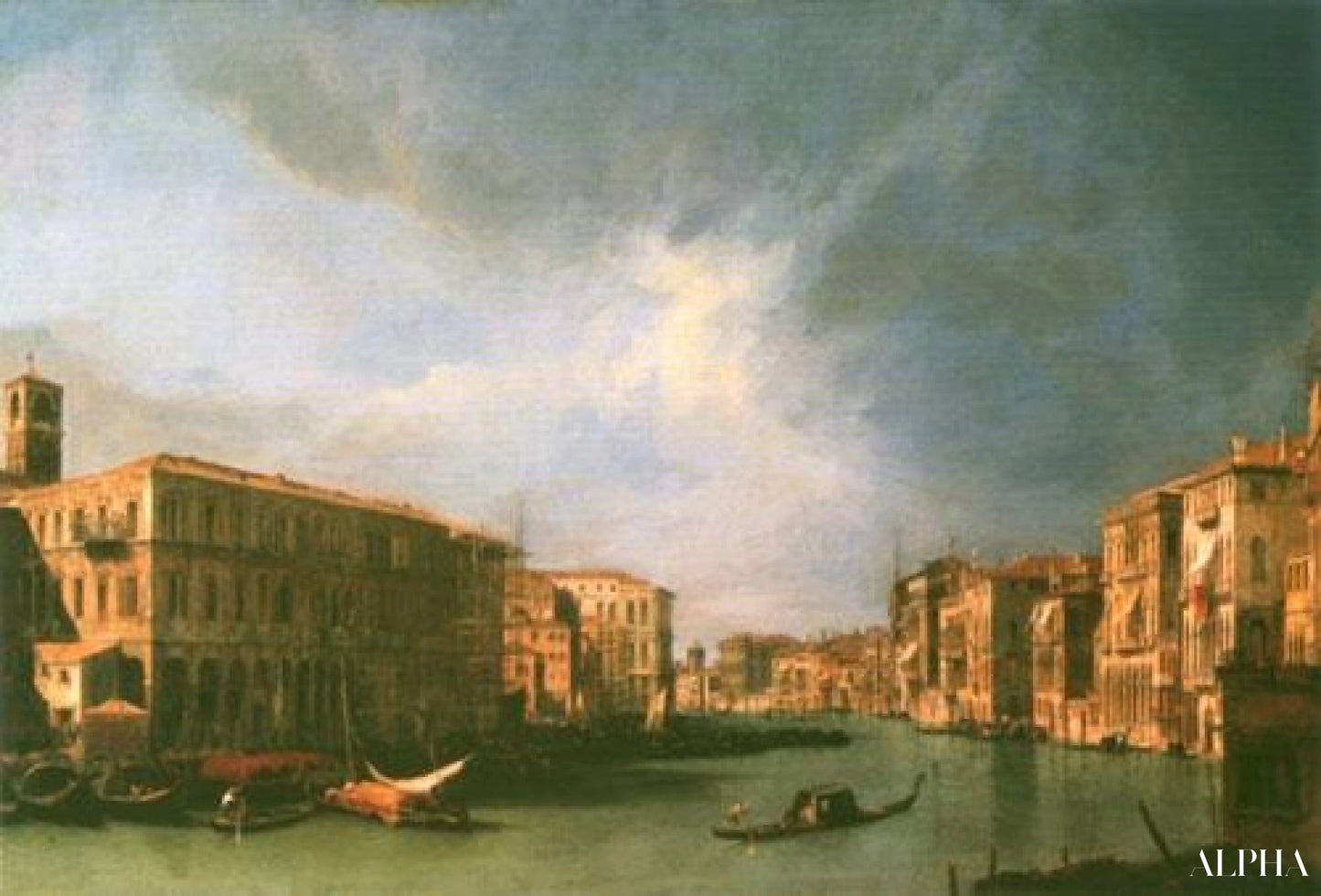 Grand canal: utsikt mot nord fra nærheten av Rialtobroen - Giovanni Antonio Canal - Reproduksjoner av høykvalitets malerier og bilder