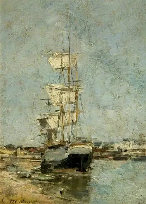 Stort seilskip i havnen i Deauville - Eugène Boudin