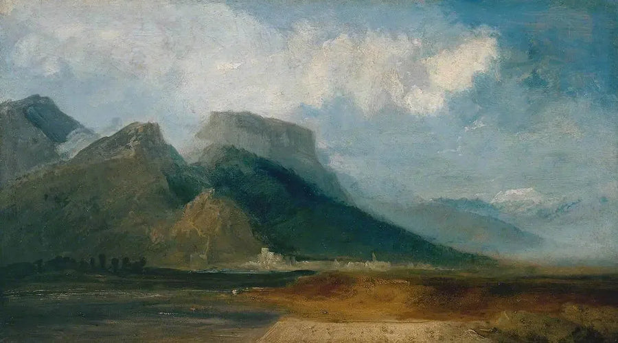 Grenoble sett fra elven Drac med Mont Blanc i bakgrunnen - J. M. W. Turner
