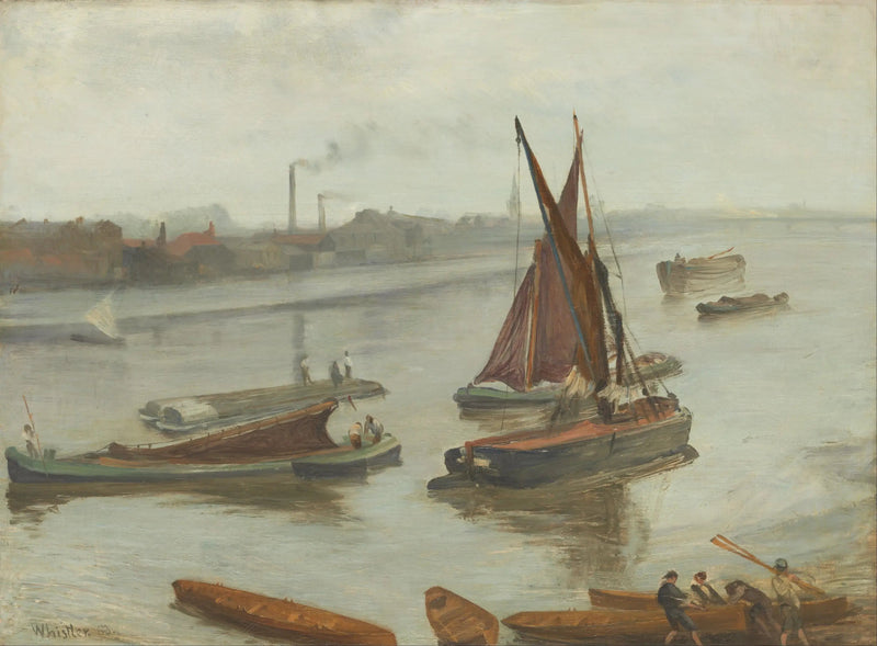 Grå og sølv: Old Battersea Reach - James Abbott McNeill Whistler