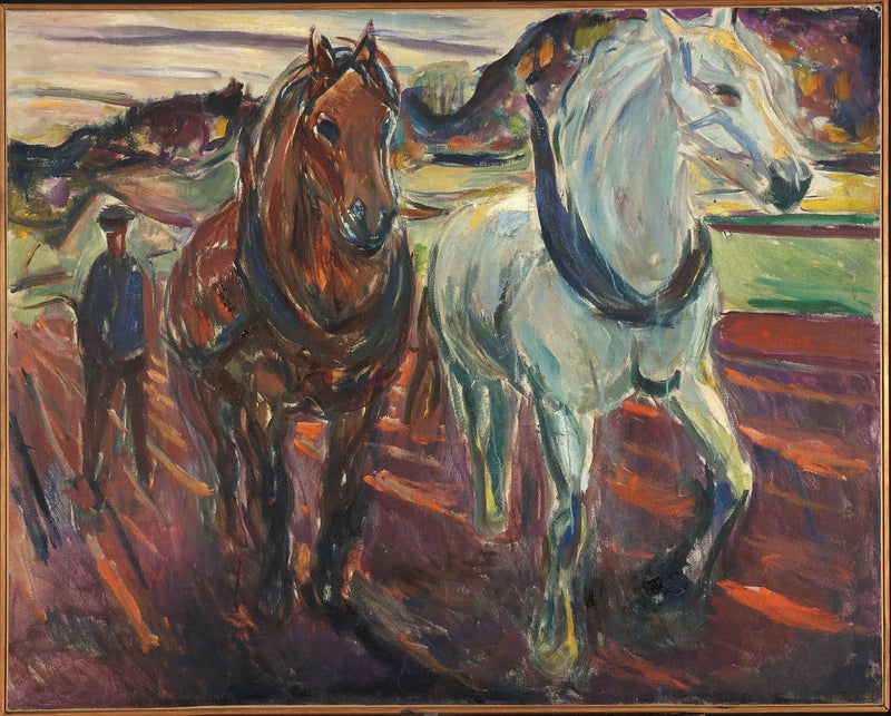 Gruppe med trekkhester - Edvard Munch