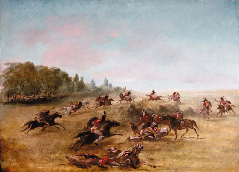 Krigsgruppe som beveger seg gjennom en kratt - George Catlin

Source:
Groupe de guerre monté parcourant un fourré - George Catlin