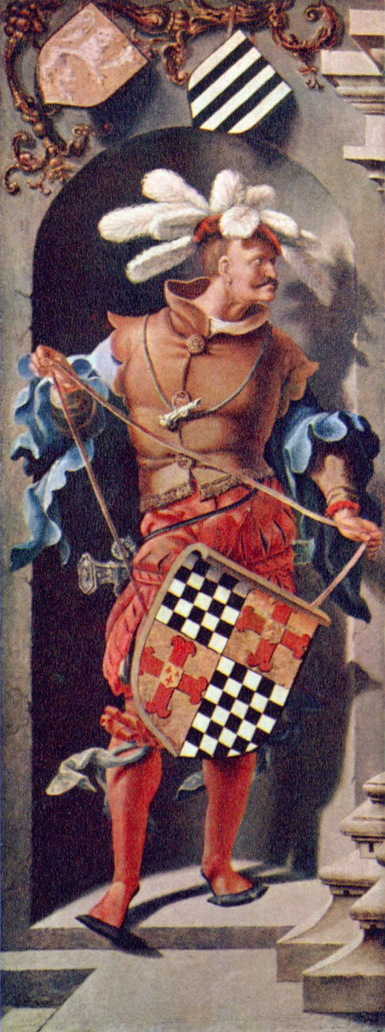 Guérison de l'aveugle de Jéricho (panneau de gauche, Portrait de Jacob Florisz van Montfort) - Lucas van Leyden