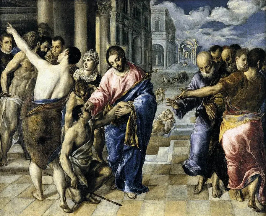 Helbredelse av den født blinde - El Greco