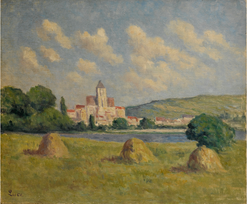 Guernes, kirken og jordene - Maximilien Luce