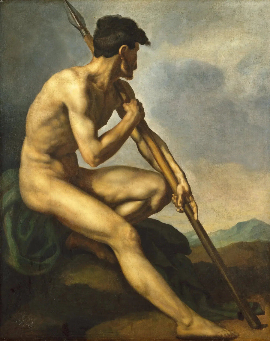 Naken kriger med spyd - Théodore Géricault