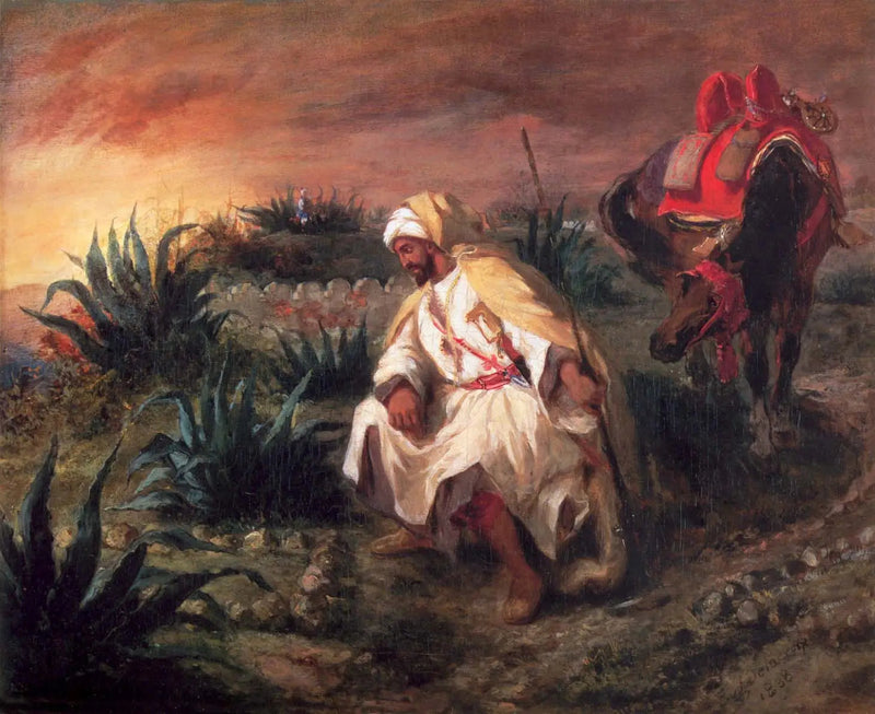 Kriger ved en grav - Eugène Delacroix