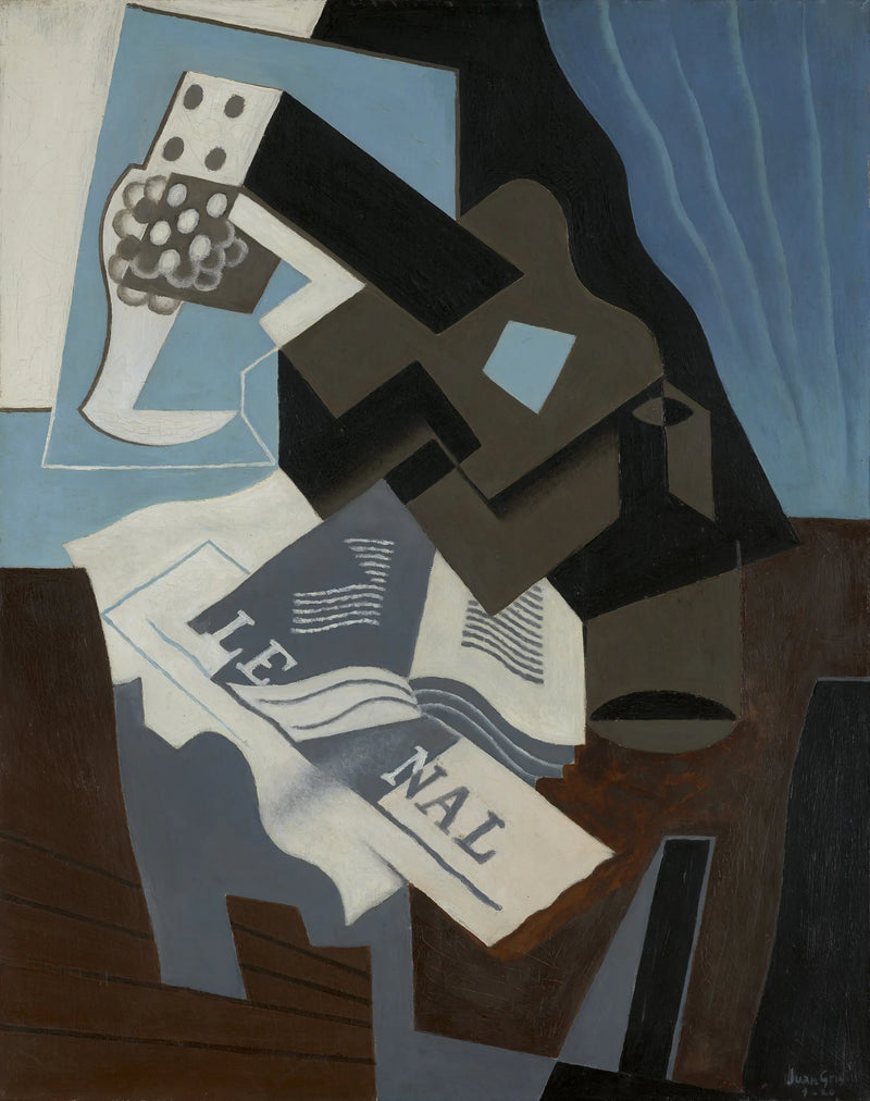 Gitar, bok og avis - Juan Gris