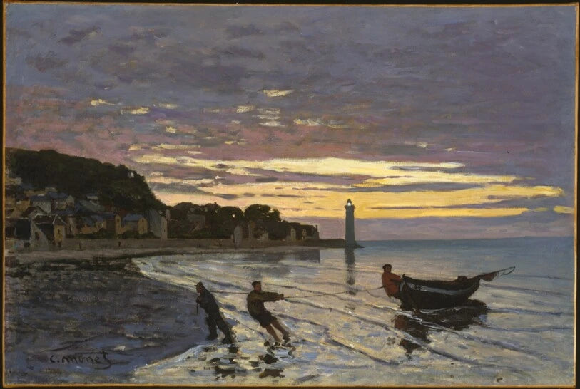 Halage d’un bateau à Honfleur W37 par Claude Monet, 1864, Memorial Art Gallery