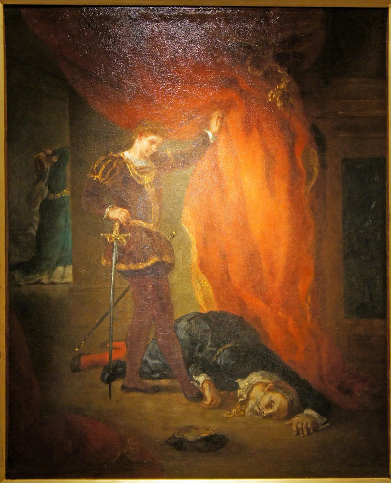 Hamlet foran kroppen til Polonius - Eugène Delacroix