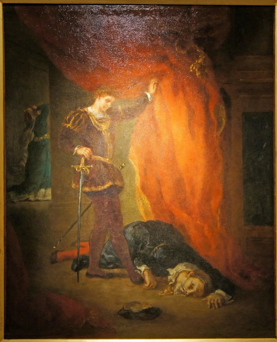 Hamlet foran kroppen til Polonius - Eugène Delacroix