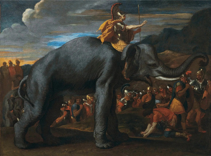Hannibal som krysser Alpene på en elefants rygg - Nicolas Poussin