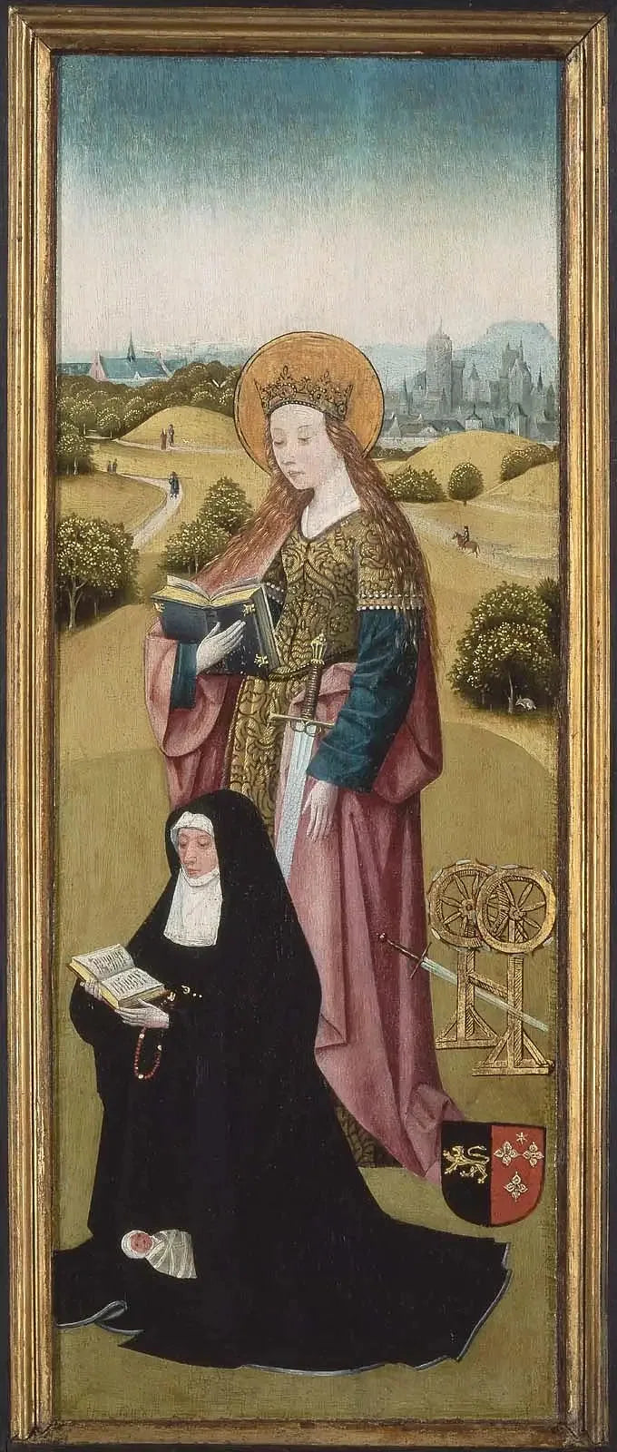Heilwich van der Rullen og hans døtre med Den hellige Maria Magdalena (utsiden); Hendrixke van Langhel og hans døde barn med Den hellige Katarina (innsiden) - Hieronymus Bosch