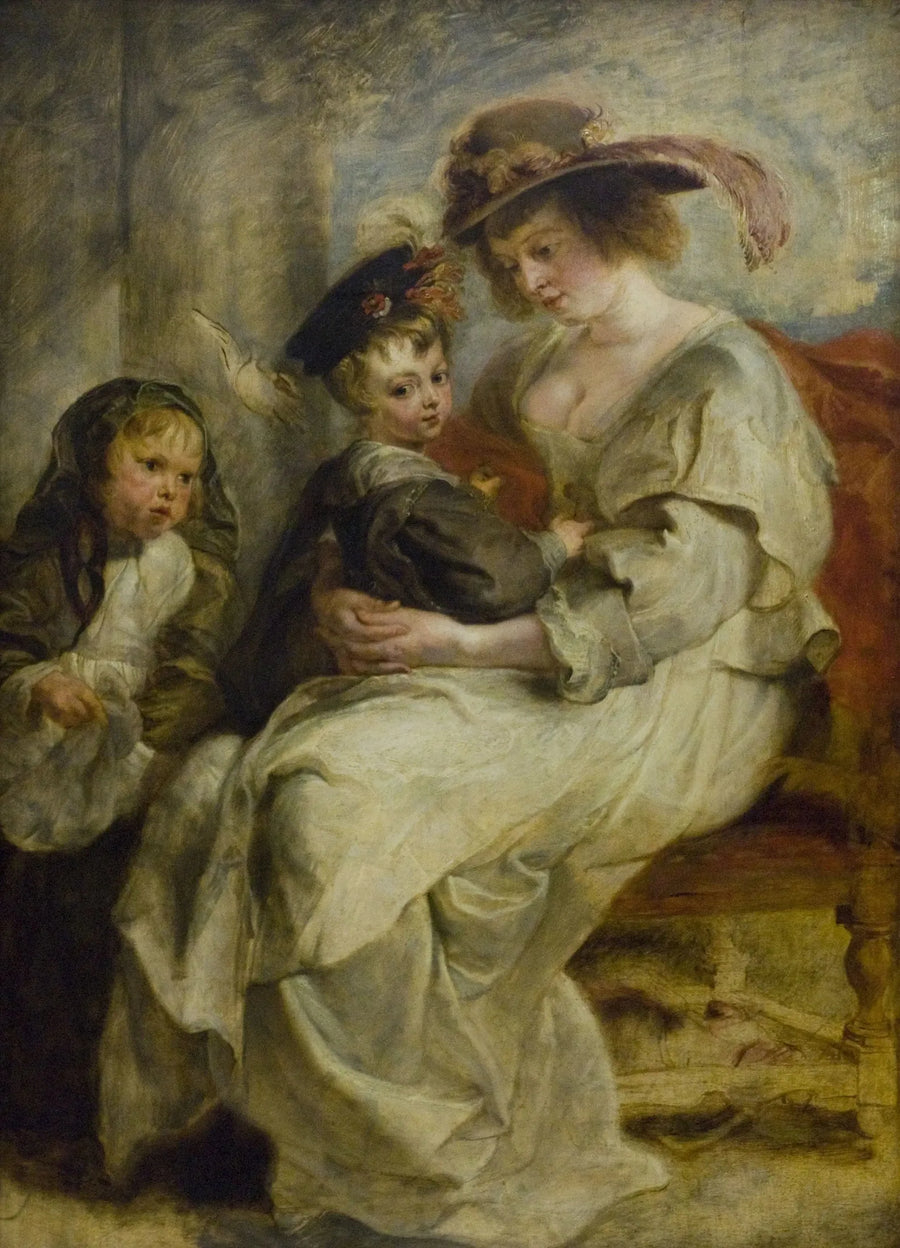 Hélène Fourment og to av hennes barn - Peter Paul Rubens