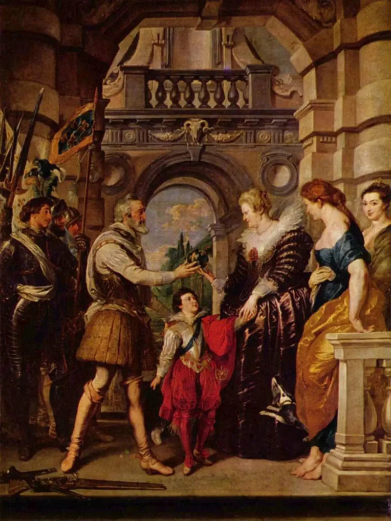 Henri IV drar ut i krigen mot Tyskland og overleverer til dronningen styret av sitt rike den 20. mars 1610 - Peter Paul Rubens