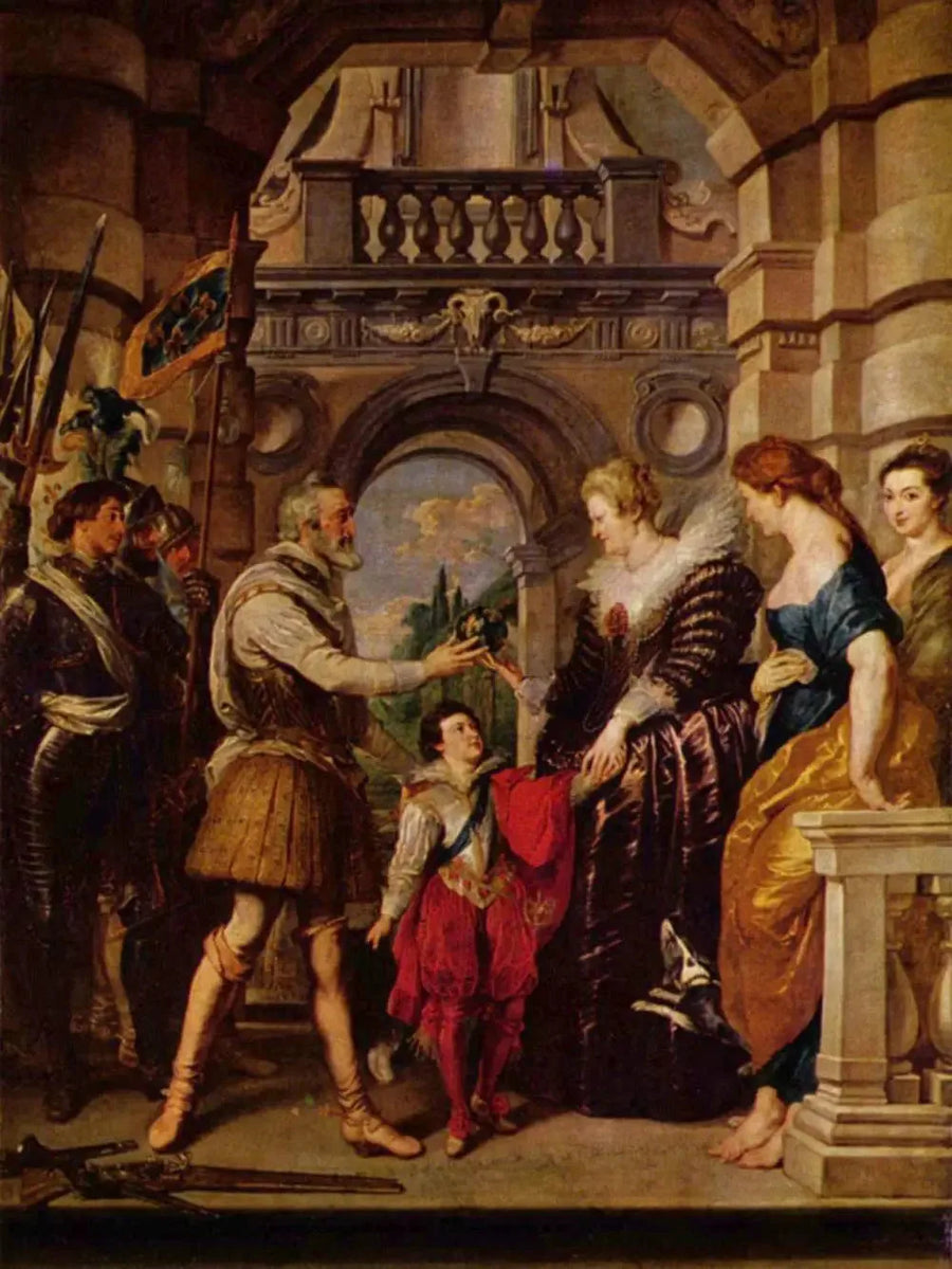 Henri IV drar ut i krigen mot Tyskland og overleverer til dronningen styret av sitt rike den 20. mars 1610 - Peter Paul Rubens
