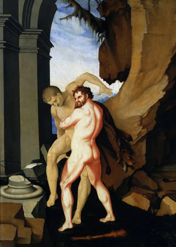 Herkules og Antaeus. - Hans Baldung Grien