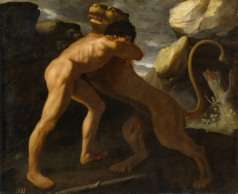 Herkules som kjemper mot Nemeiske løven - Francisco de Zurbarán