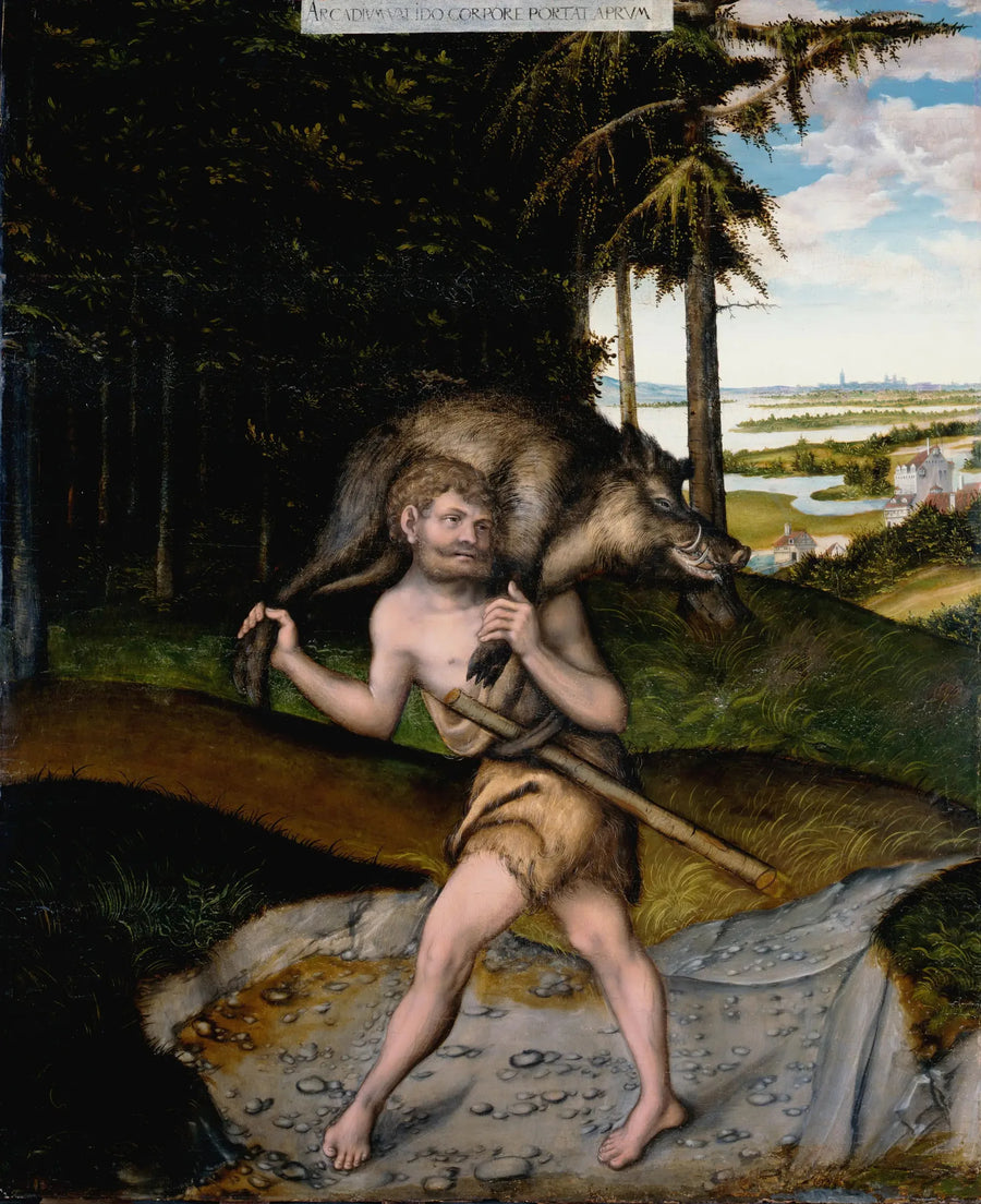 Herkules og villsvinet til Érimanthe - Lucas Cranach den eldre