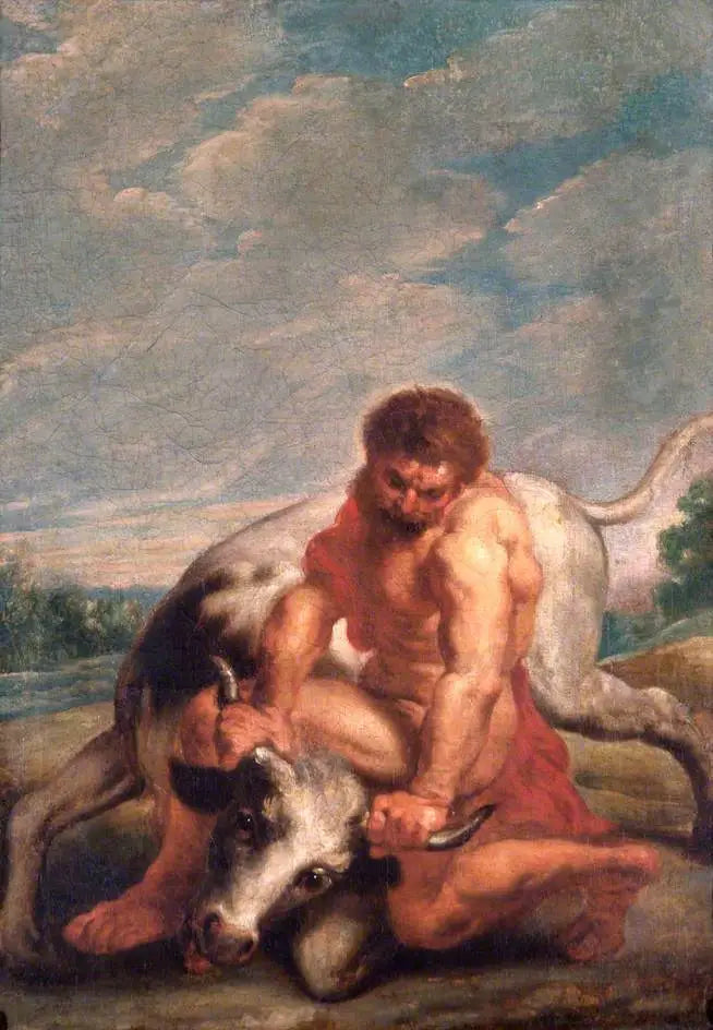 Herkules kjemper mot Achéloos i form av en okse - Peter Paul Rubens
