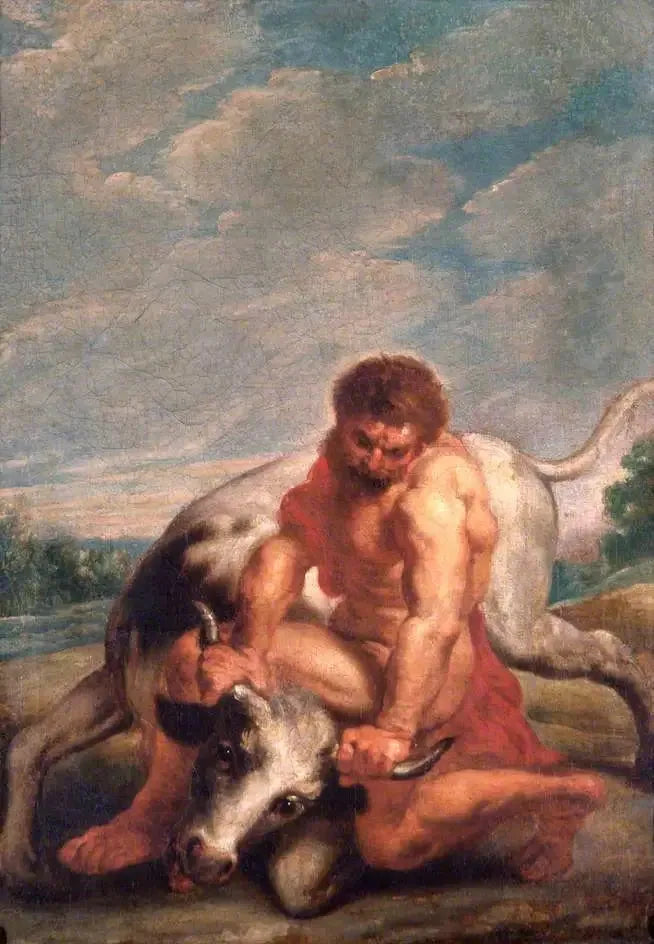 Herkules kjemper mot Achéloos i form av en okse - Peter Paul Rubens