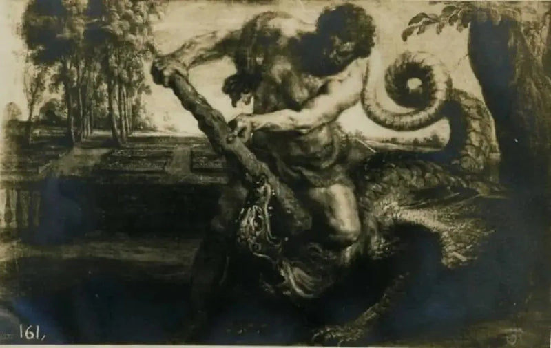 Herkules som dreper dragen i Hesperidene-hagen - Peter Paul Rubens