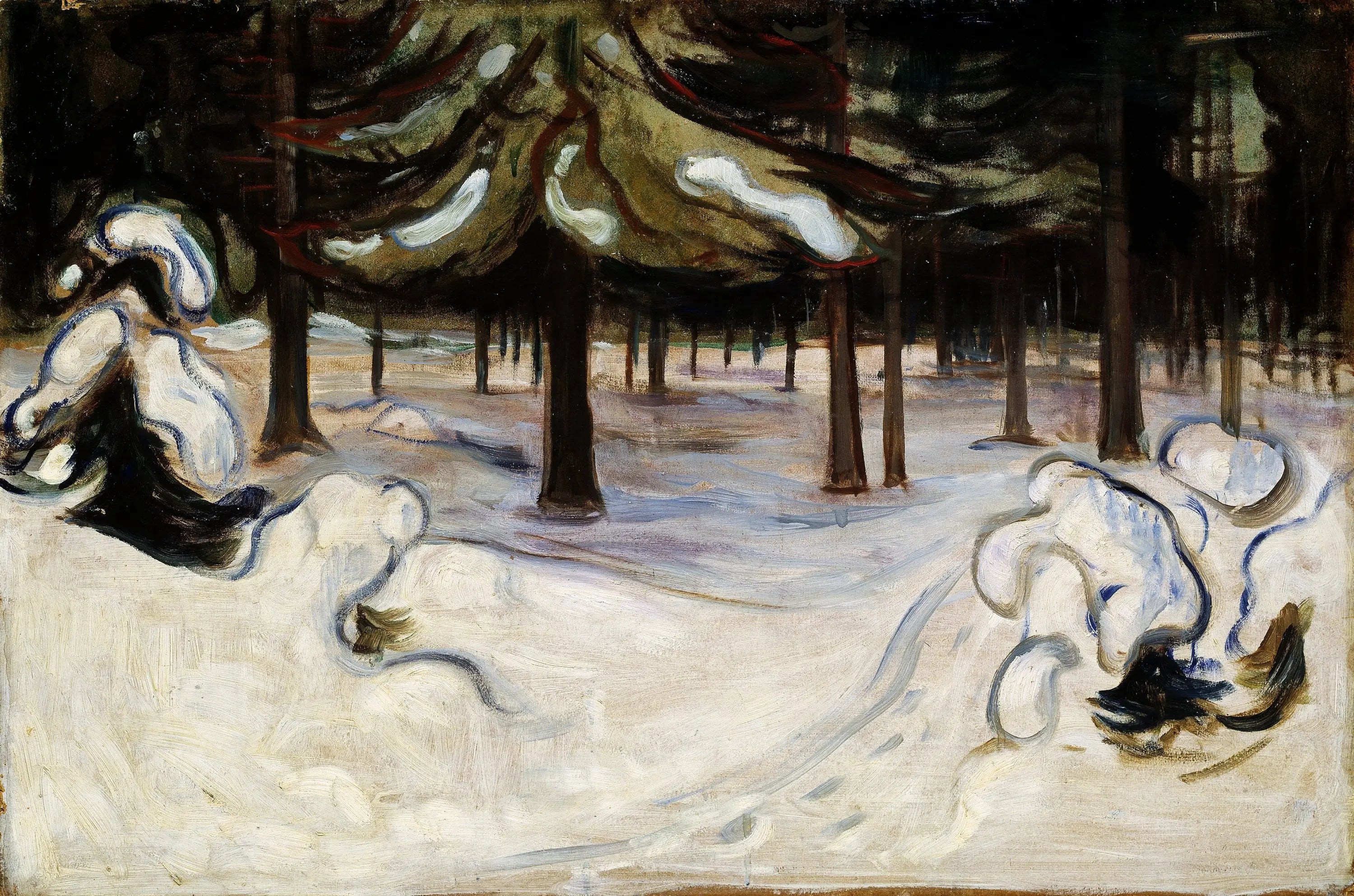 Reproduction du tableau « Hiver dans les bois, Nordstrand - Edvard Munch » par Alpha Reproduction en peinture à l’huile