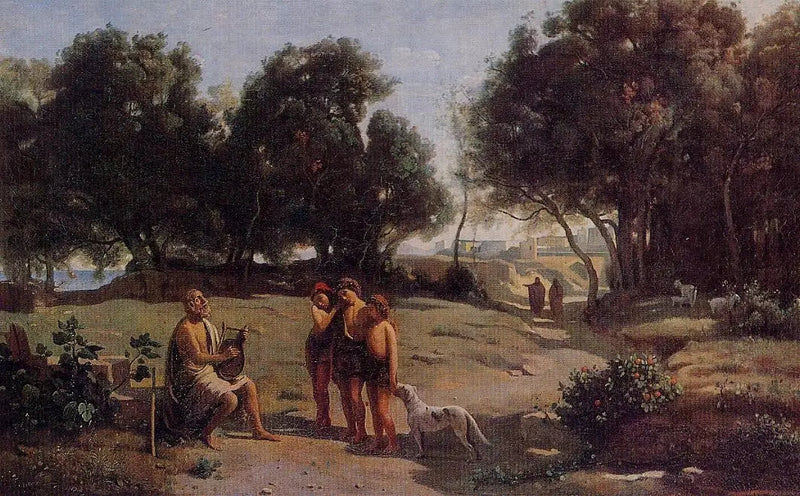 Homér og hyrdene - Jean-Baptiste Camille Corot