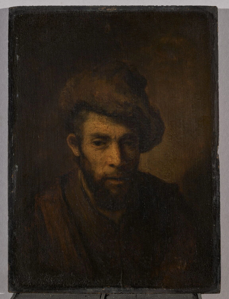 Bust av mann med pelslue - Rembrandt