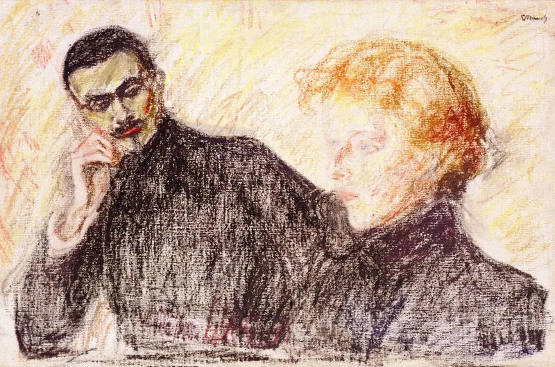 Brun mann og rød kvinne - Edvard Munch
