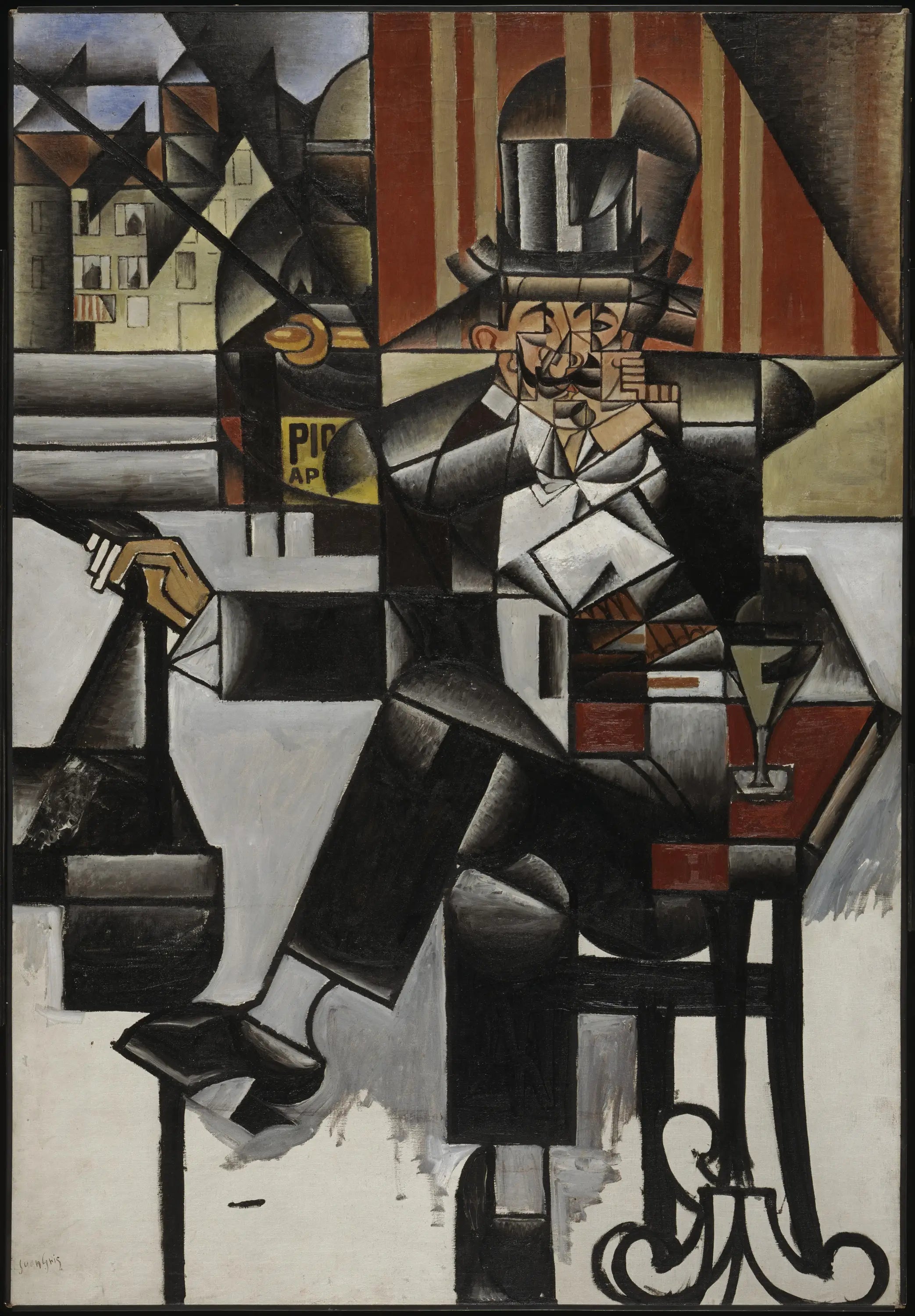 Homme dans un café - Juan Gris image 1 copie peinte à la main à l’huile
