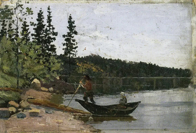 Mann og kvinne i en båt - Edvard Munch