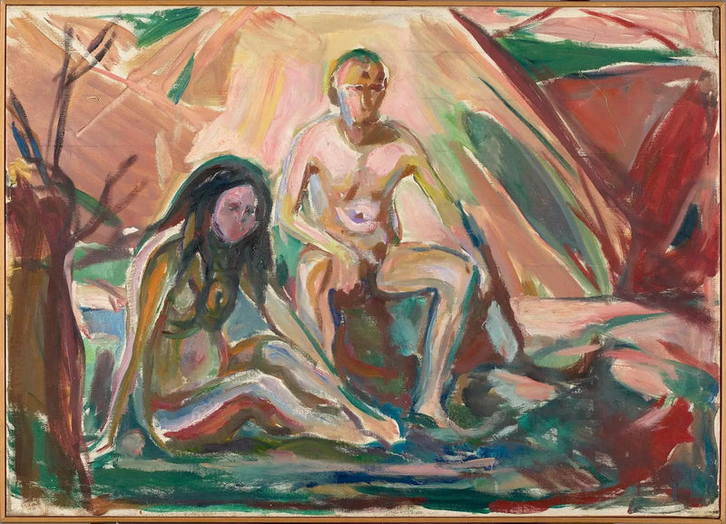 Mann og kvinne nakne, sittende - Edvard Munch