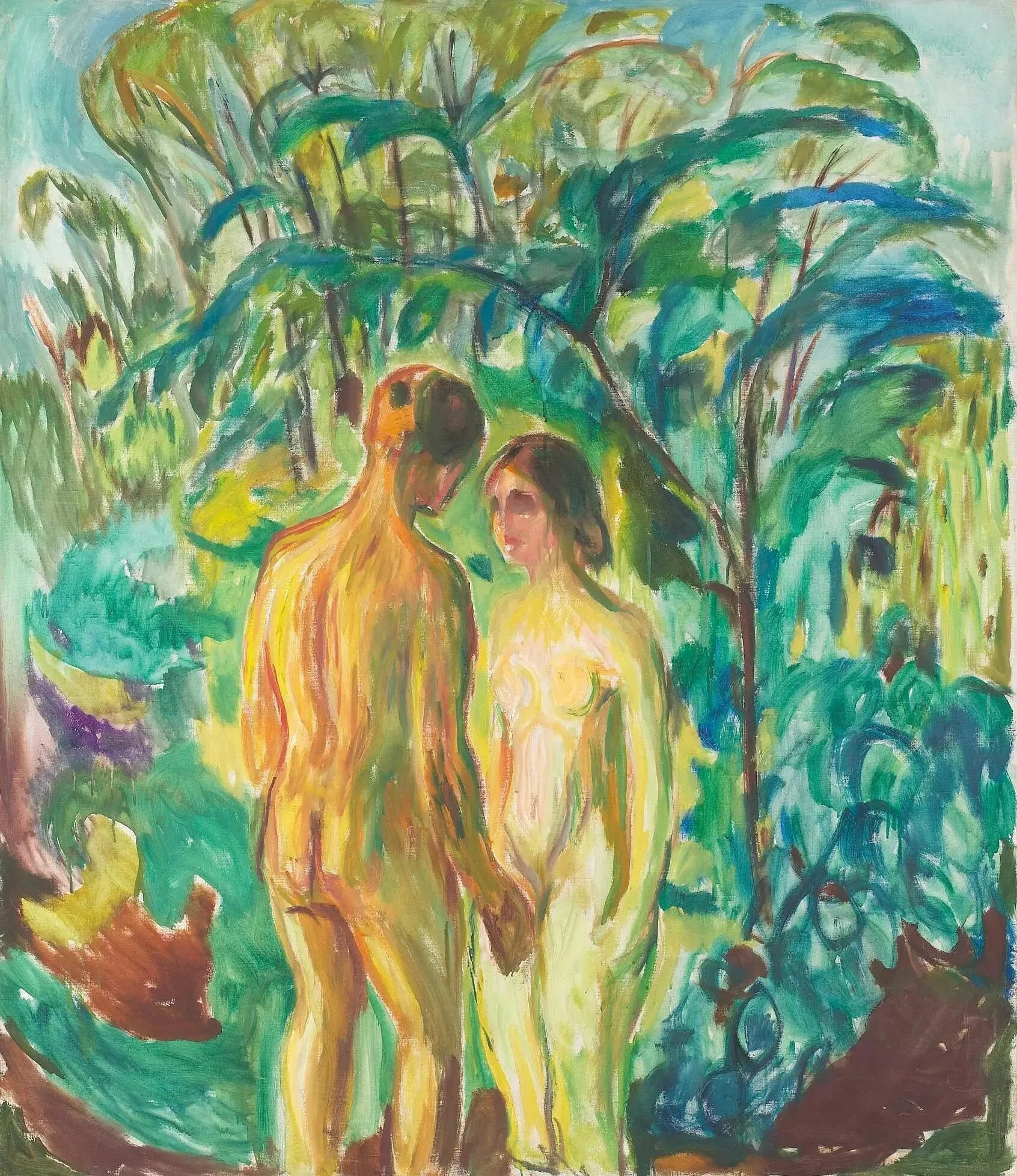 Homme et Femme nus dans les bois - Edvard Munch image 1 reproduction artisanale de tableau